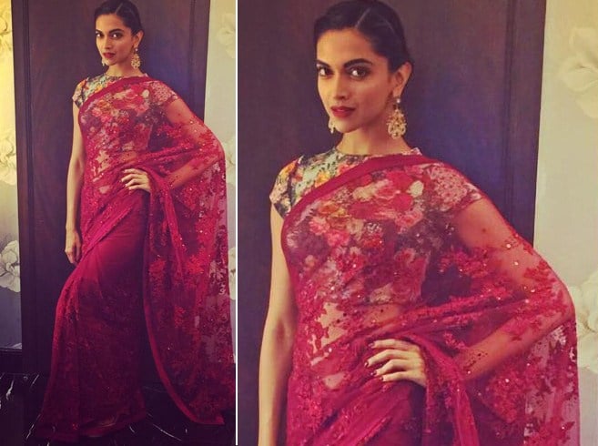 Deepika Padukone in Varun Bahl sari