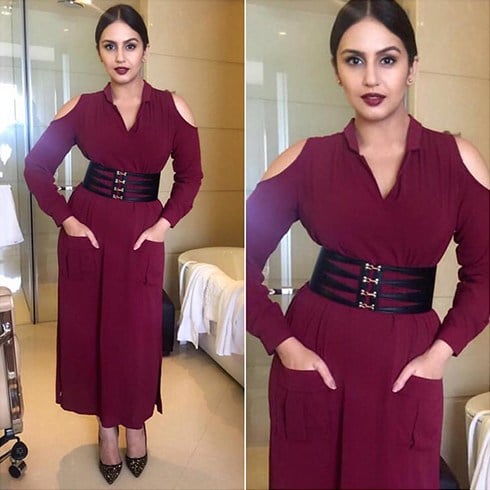 Huma in plum Dress