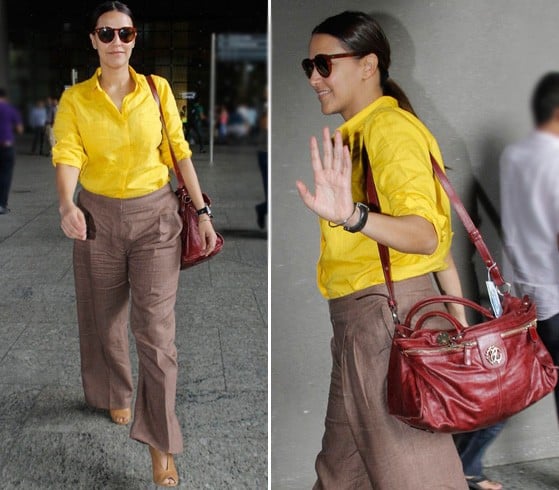 Neha Dhupia In Yellow And Brown