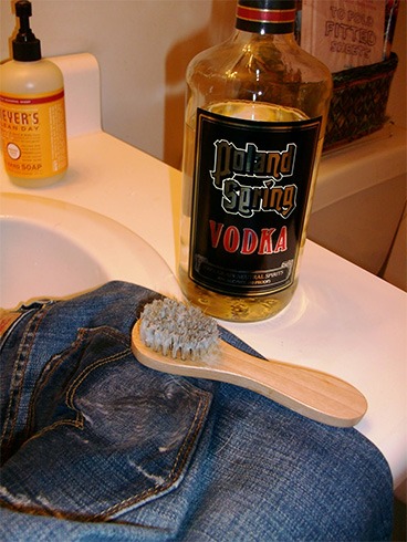 Spray Vodka on Jeans