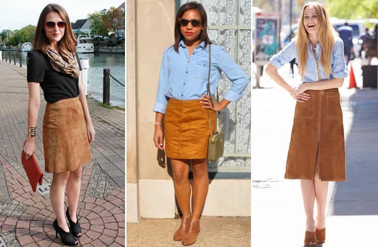 Suede Skirt Outfits