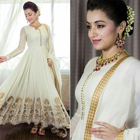 Designer Anarkali White Salwar Suit