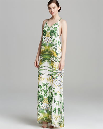 Long Printed Tropical Dress