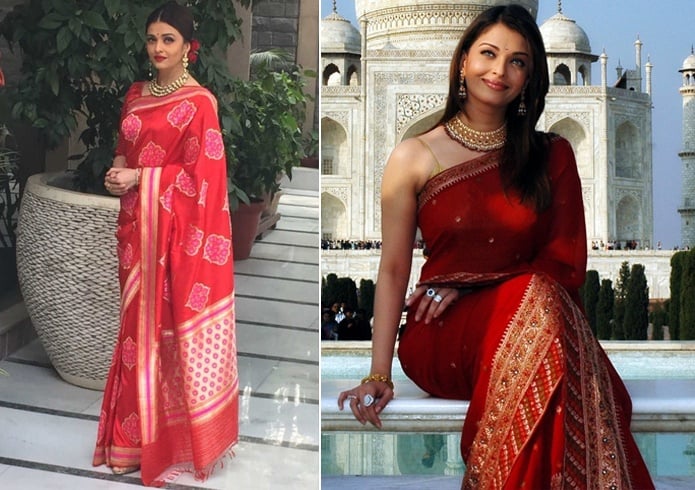 Aishwarya Rai Bachchan Red Saree