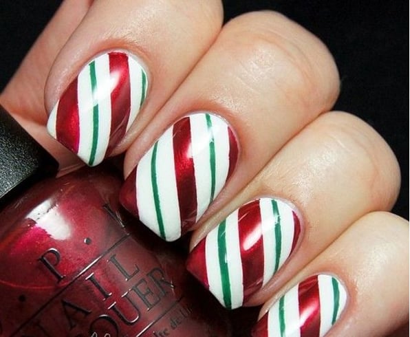 Candy Cane Nail Art