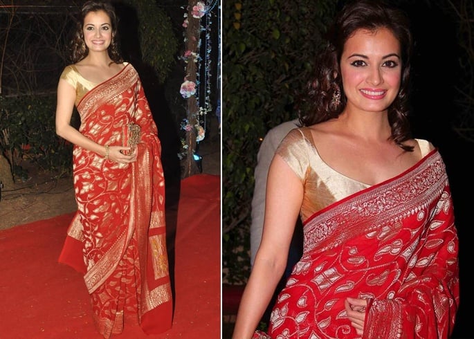 Dia Mirza in Red Saree