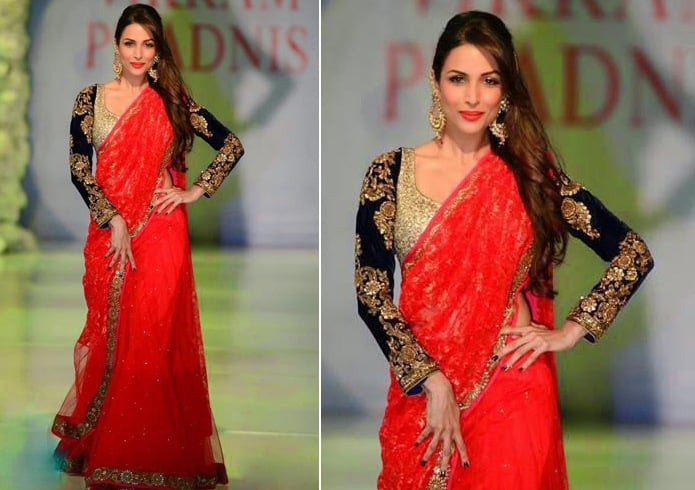 Malaika Arora Khan Red Saree