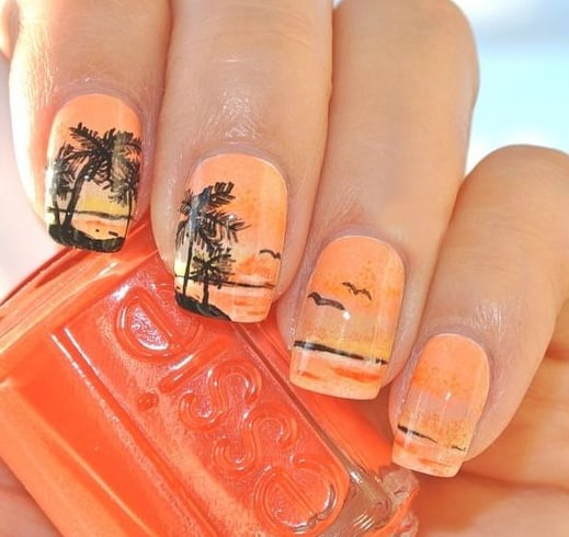 Palm Trees Nail Art