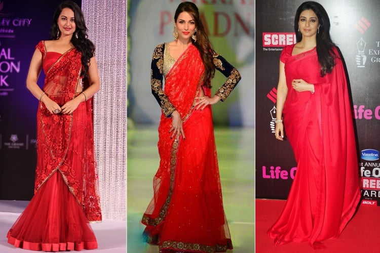 Bollywood Actresses In Red Saree