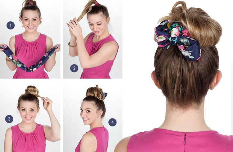 Fabulous Ways to Wear a Scarf & Hair Pin in Your Hair 2020 - bandana bun