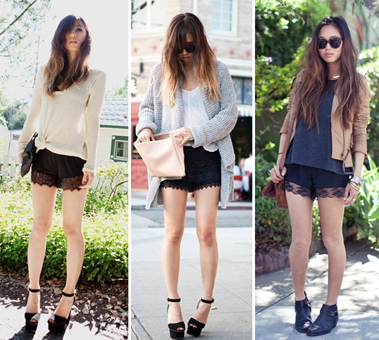 Lace Black Shorts Style