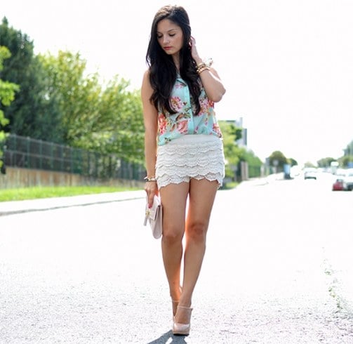 Lace Denim Shorts Style