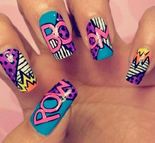 Neon colors Emoji Nail Art