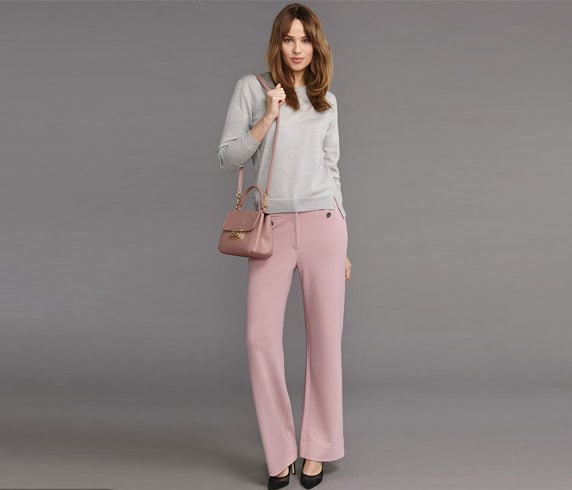 Pink-Crepe Wide-Leg Jersey Trousers
