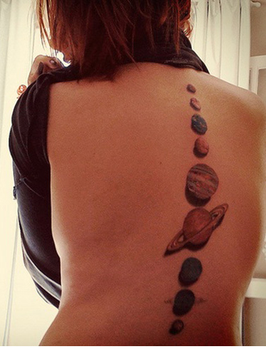 Planets Spine Tattoo