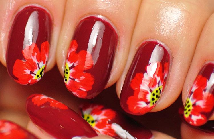 Red Color Nail Art