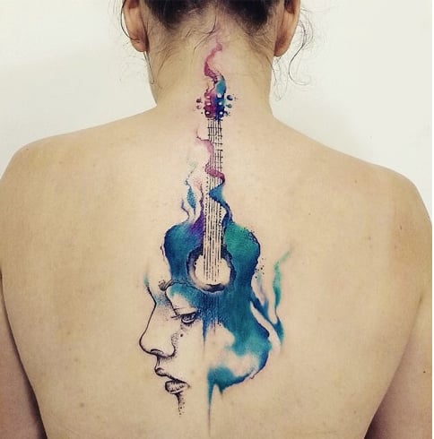 Spine Tattoo For Music Lovers