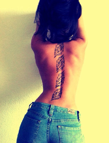 Spine Tattoos With Tribal Designs