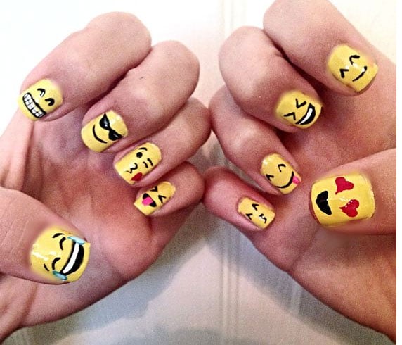 Yellow Emoji Nail Art