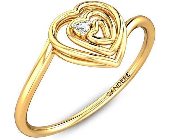 Candere Gold Ring With A Diamond