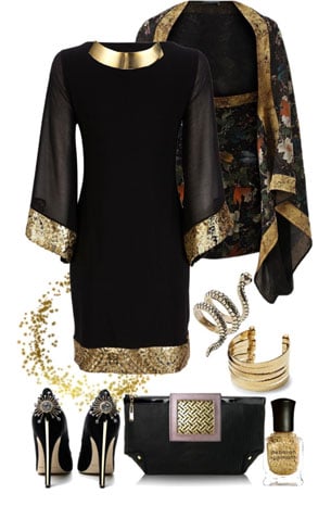 Black Dress With Kimono Cover-Up
