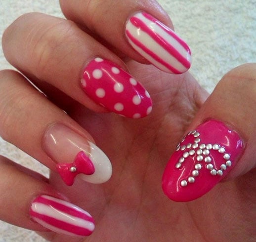 Bow Nail Art For Girls