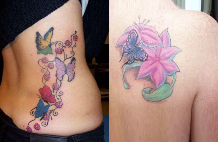 Butterfly And Flower Tattoo