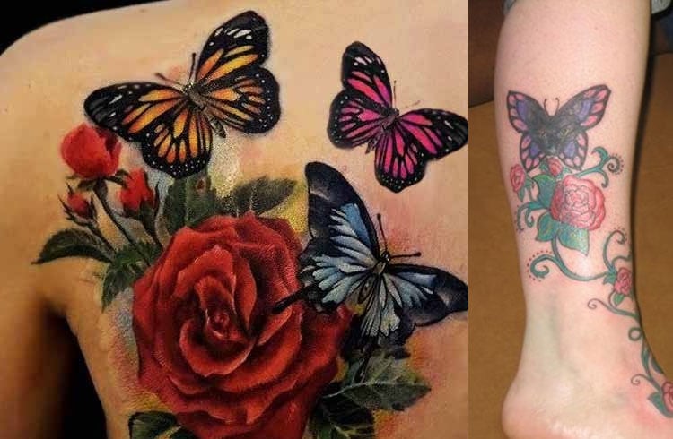 Butterfly And Flower Tattoos