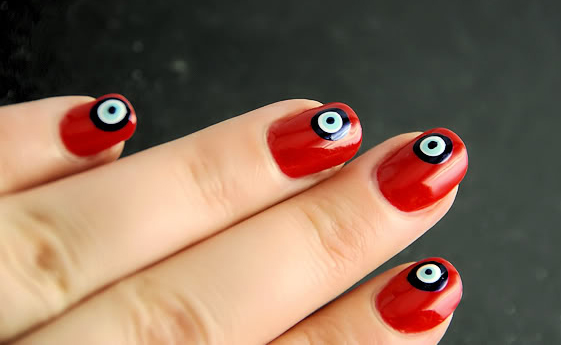 Evil Eye Marble Nail Pattern