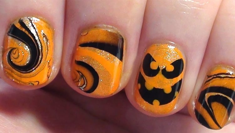 Halloween Marble Nails