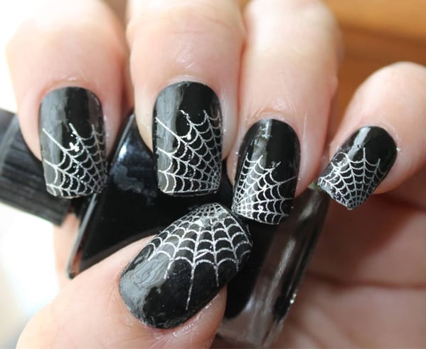 Spider Web Marble Nail Art