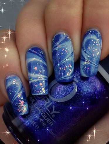 Starry Night Marble Nail Polish