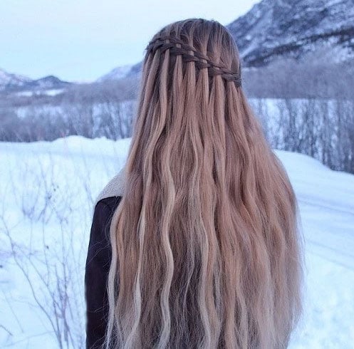 Waterfall Braid With Loose Curls