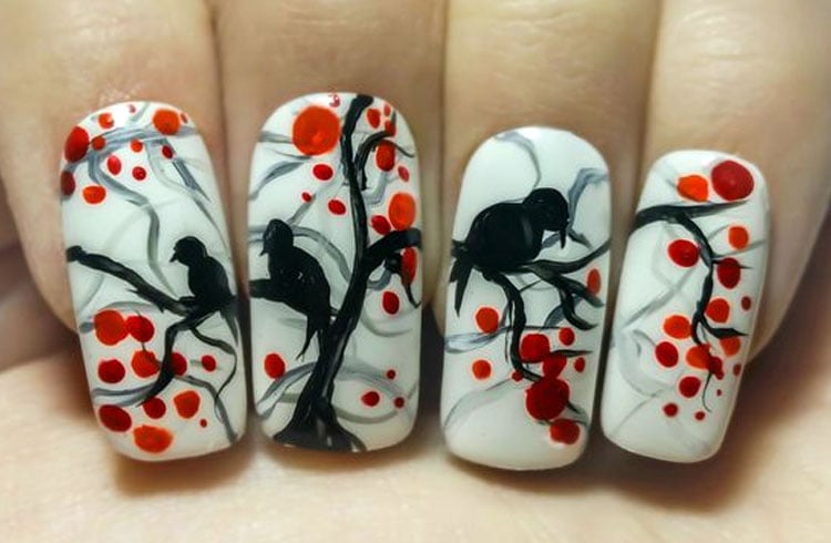 Winter Branches Nail Art