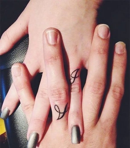 couple ring tattoos