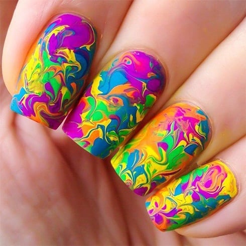 Dry Water Marble Nail Art