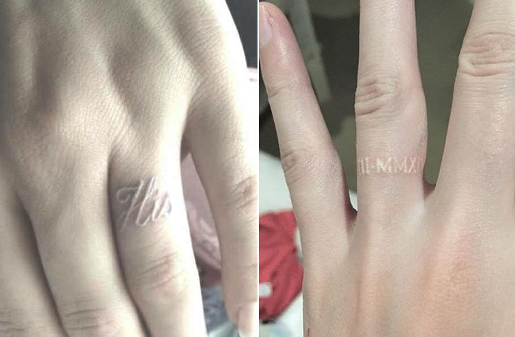 Wedding Band Tattoos White Ink