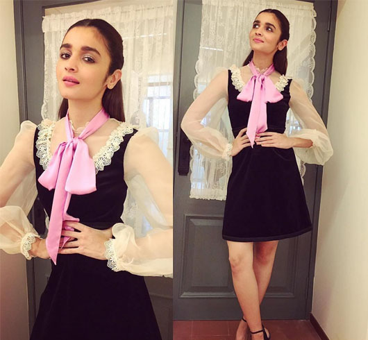 Alia Bhatt With Pussy bow collar dress