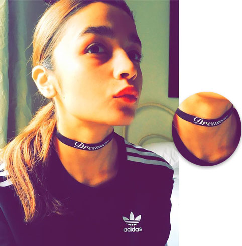 Alia flaunting A Dreamer Choker