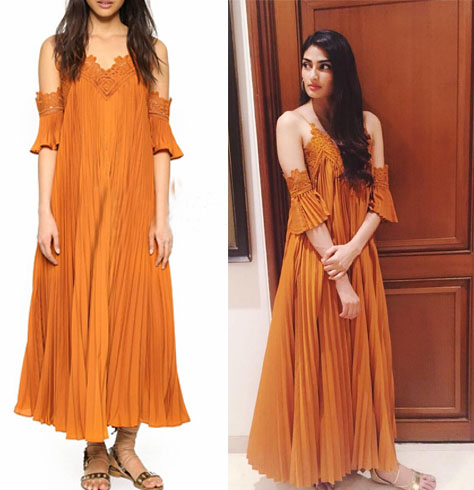 Athiya Shetty in a pretty cold-shoulder dress