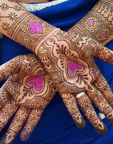 Colored Hearts Heart Mehndi Designs