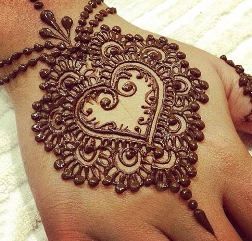 Heart Mehndi For Bride