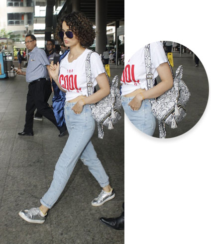 Kangana Ranaut With snakeskin backpack