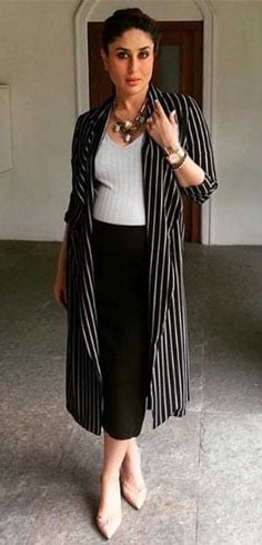 Kareena Kapoor layered her basics with a starry long layering from Remami