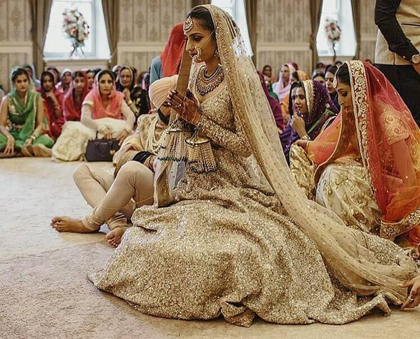 Sequined Champagne Lehenga