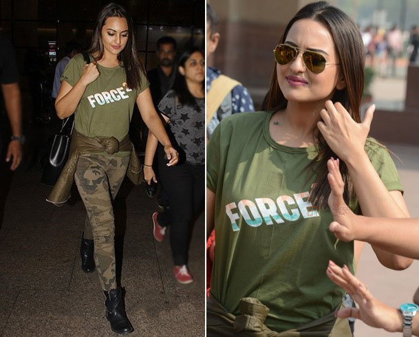 Sonakshi Sinha working military print pants like a boss