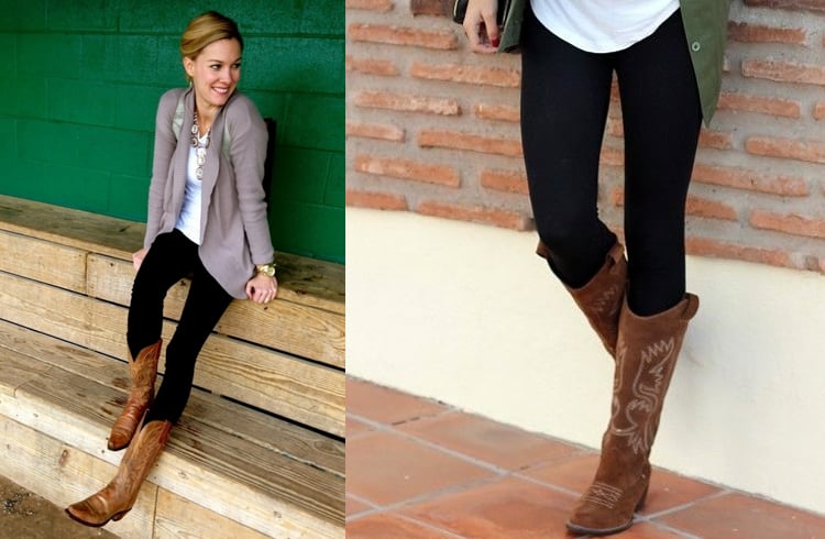 Cowgirl boots with leggings