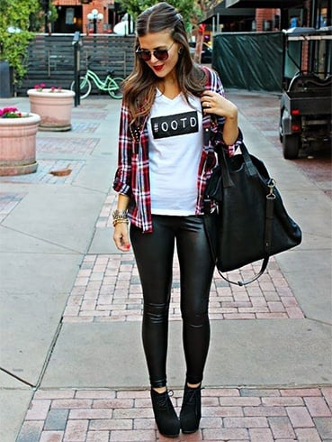 Plaid Shirt with Leggings Ideas