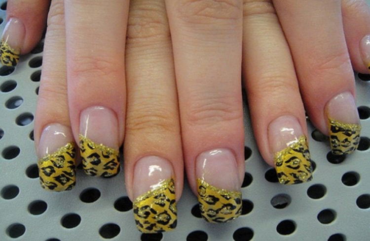 cheetah print nail tips