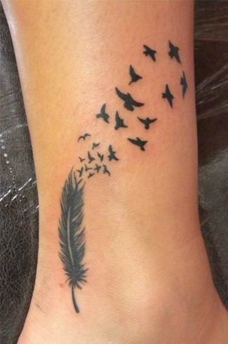 Feather tattoo with birds